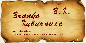 Branko Kuburović vizit kartica